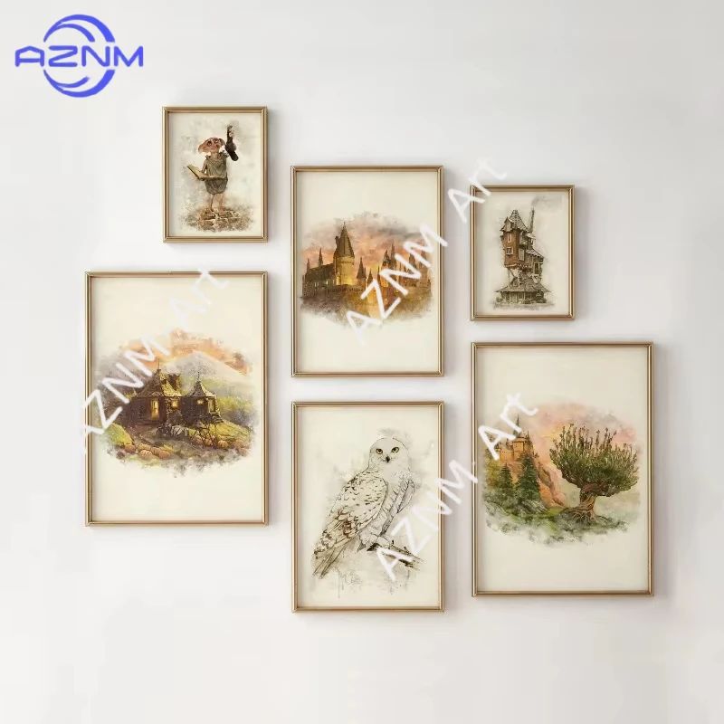 

1Pc Wizard Inspired H-Hogwarts Wall Art Poster Owl Magical School Castle Pumpkin House Nursery Kids Room Home Decor Canvas art