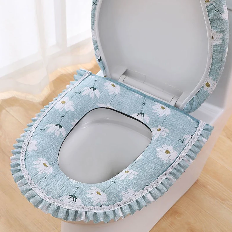 Thicked Two-piece Toilet Case Zipper Toilet Seat Cover For Bathroom Decor Soft Toilet Seat Pad Warm Closestool Case For Home