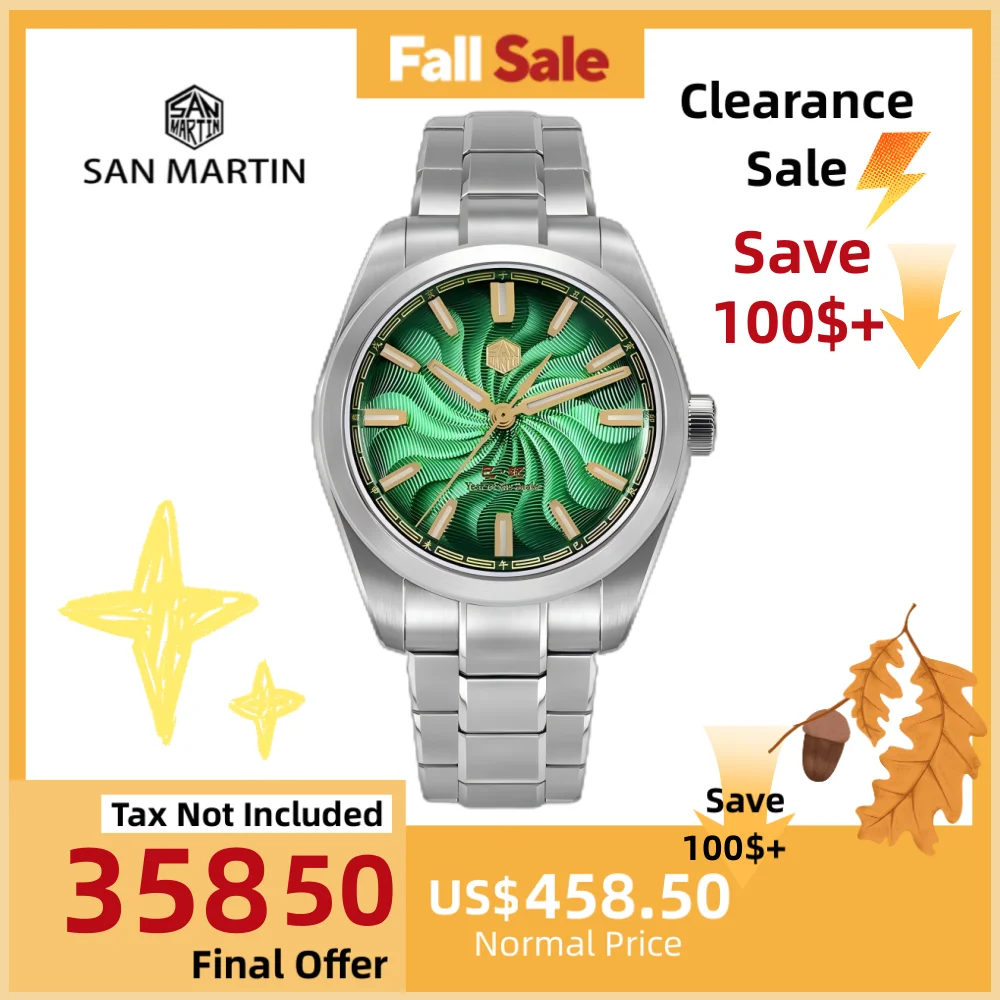 

San Martin 39mm Year Of The Snake Guilloche Dial 90S5 Mechanical Watch Transparent Case Back Sapphire BGW-X1 Luminous SN0144GX-6