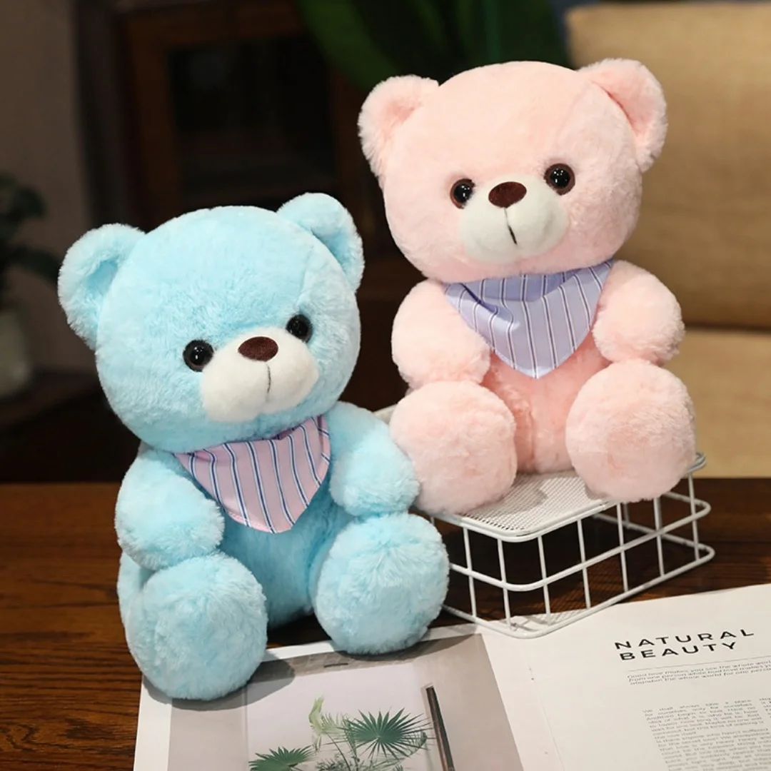 

1pcs25cm wearing scarf colorful bear plush doll little girl holding sleeping teddy bear ragdoll sleeping doll gift