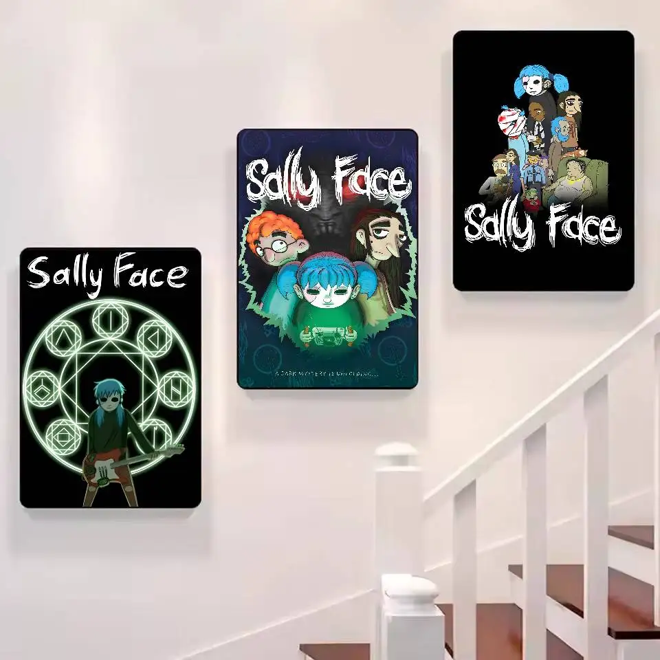 الرعب سر لعبة S-سالي F-الوجه ملصق فني ذاتية اللصق الفن ورق مقاوم للماء ملصق مقهى بار غرفة جدار ديكور #5