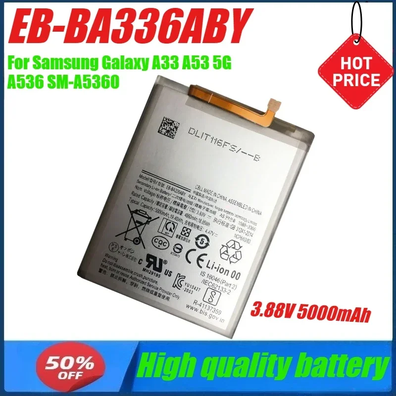 

3.88V 5000mAh EB-BA336ABY Battery For Samsung Galaxy A33 A53 5G A536 SM-A5360