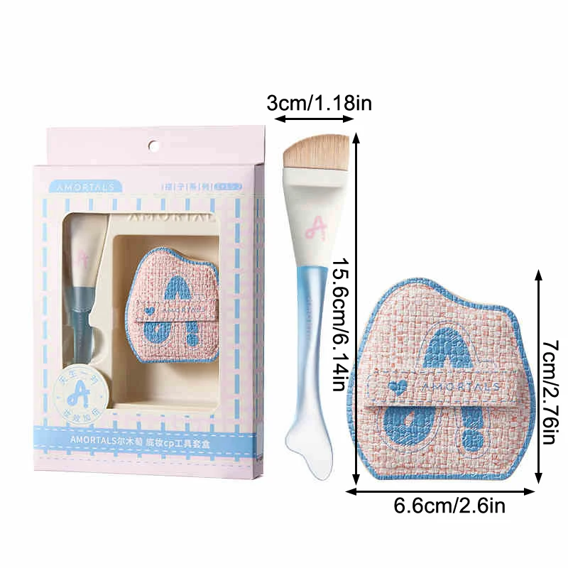 Foundation-Pinsel mit Spurlosem Schwamm, Ultraflaches Make-up-Pinsel-Set, Weicher Puderquaste, Abgewinkelter Make-up-Pinsel, Schönheitswerkzeug