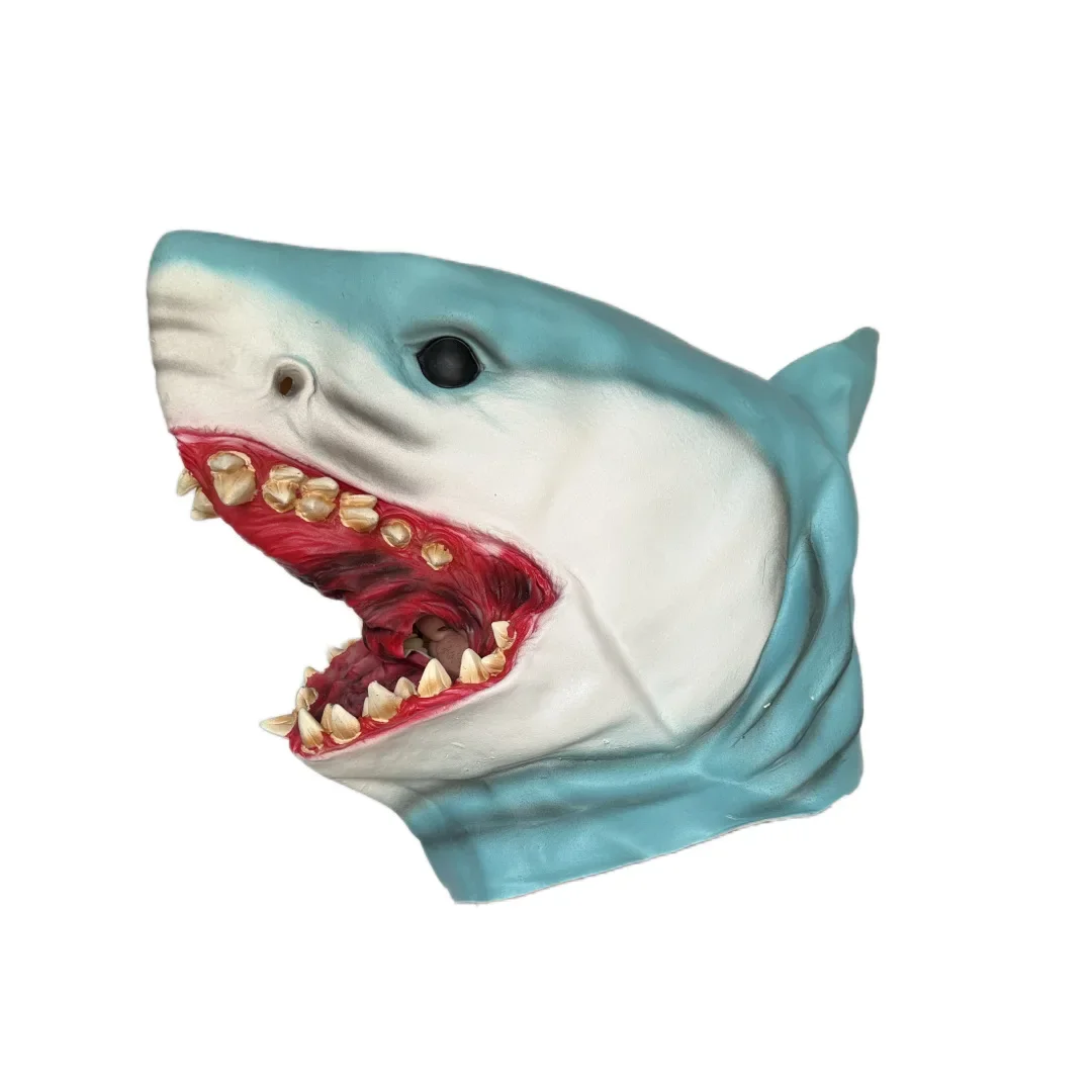 Horror Shark Latex Mask Halloween Cosplay Costume Mask Terror Scary Movie Props Mascara Disfraz Full Face Masks for Adults Men