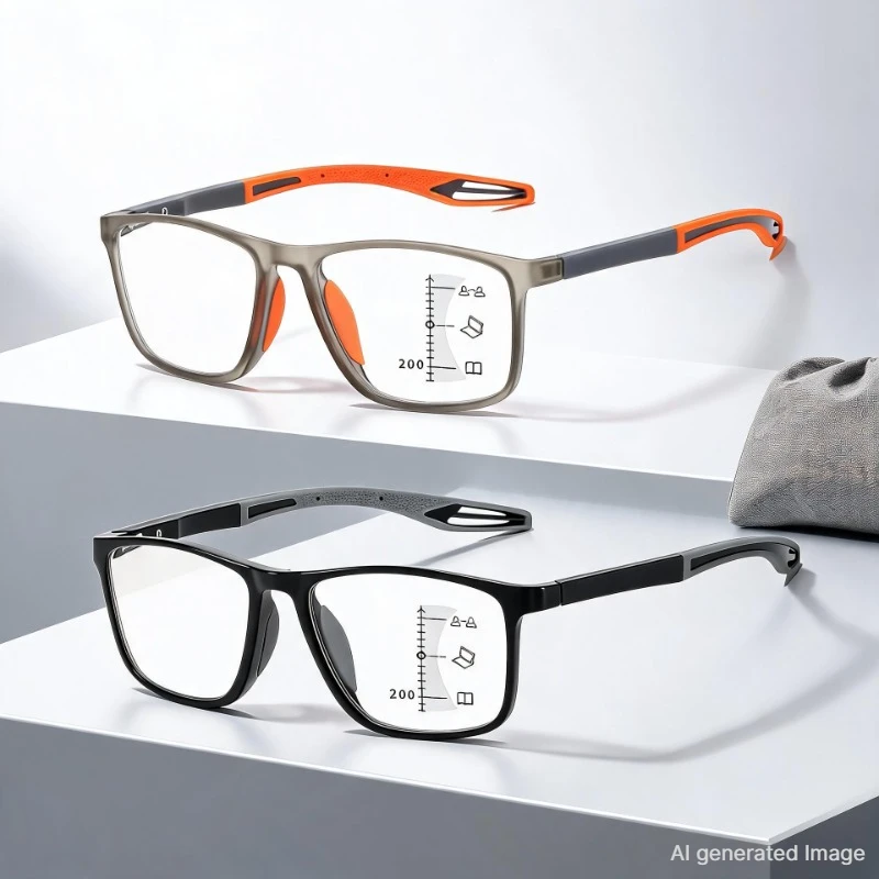 Lunettes de lecture progressives multifocales souples anti-lumière bleue, lunettes multifocales pour personnes âgées, lunettes à grande monture pour hommes et femmes 2028