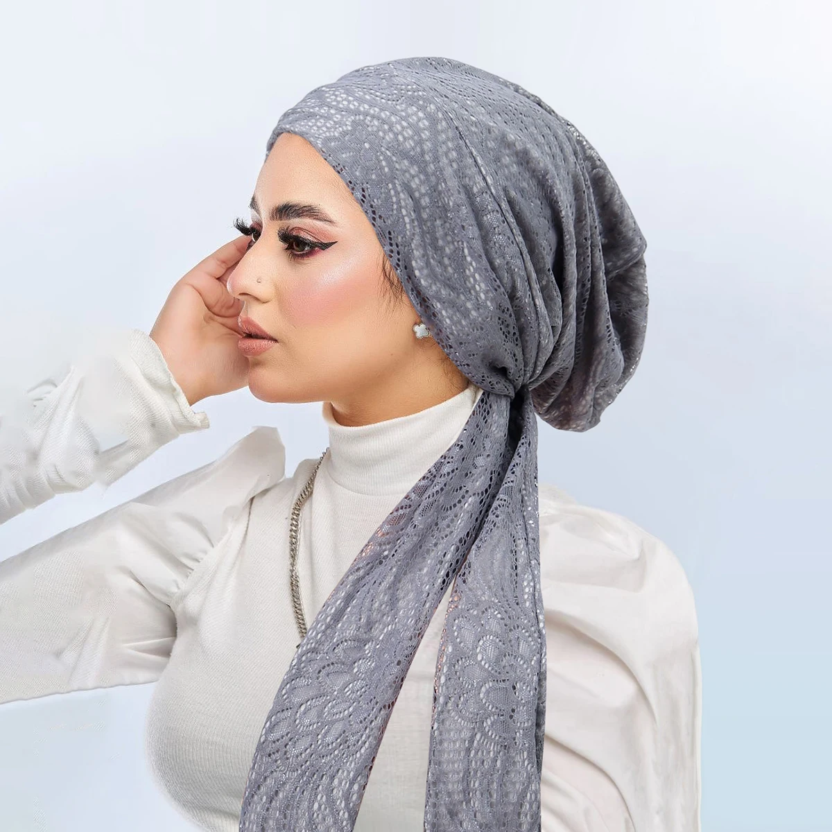 جديد مزدوج الطبقات الدانتيل النساء الحجاب لينة تمتد مسلم عمامة القبعات الحجاب باندانا قبعات underscarf الإسلامية فقدان الشعر قبعة