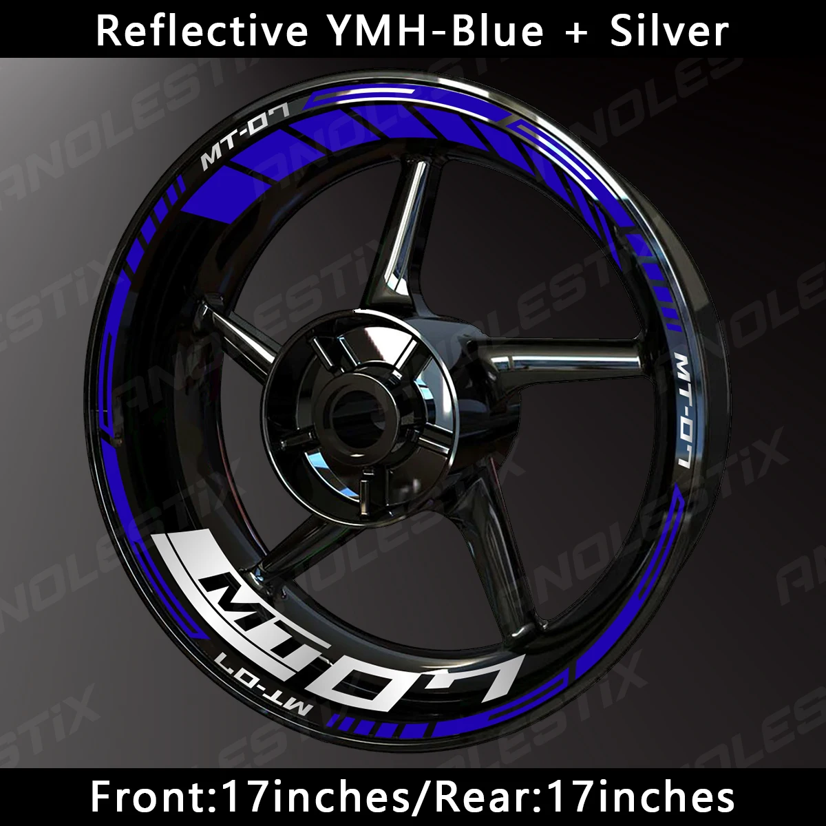 AnoleStix stiker roda sepeda motor reflektif, pita Decal Hub roda sepeda motor untuk YAMAHA MT-07 MT07