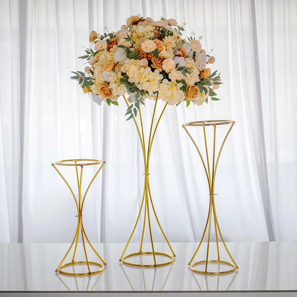 10pcs Electroplating Gold Iron Vase Columns Flower Stands for Wedding Table Centerpieces Event Party Decor Iron Trumpets