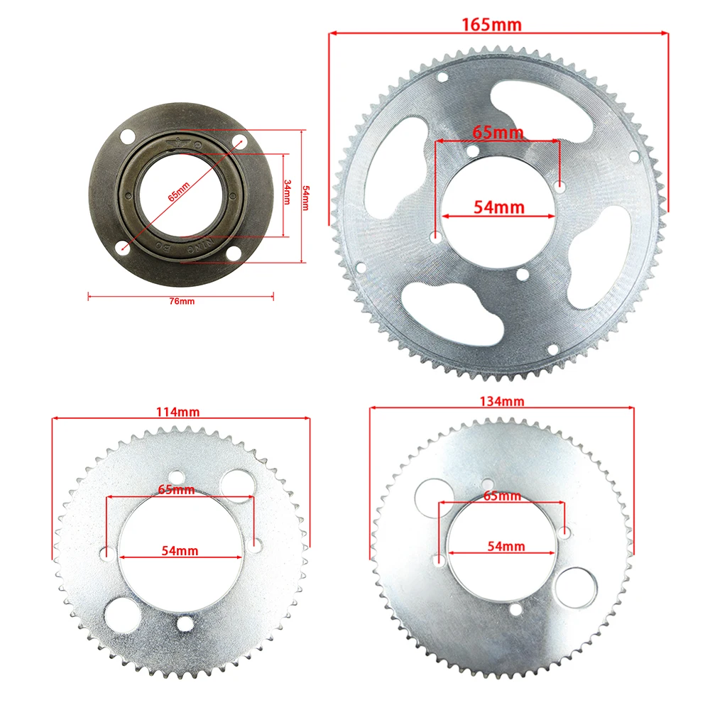 25H 158L Chain 55T/65T/80 Tooth Rear Sprocket Gear Free Wheel Ratcheting Adapter For Electric Bicycles Go Kart Scooter Mini Bike