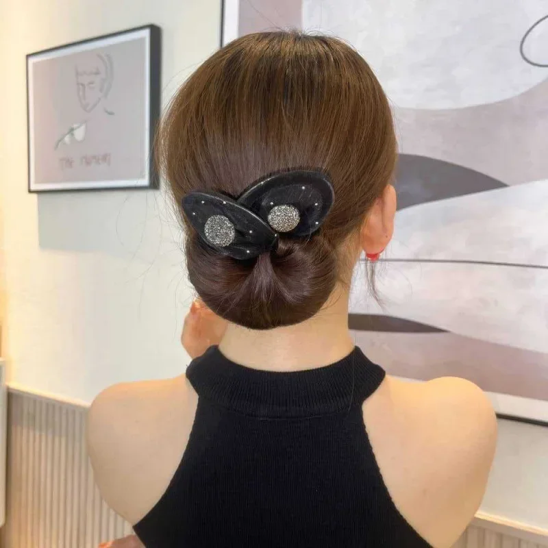 Magic Twisted Hair Style Hair Band Women Net Yarn Bow Black Donuts Bud Head Band Headband Korean Fashion Simple Hair Accessories