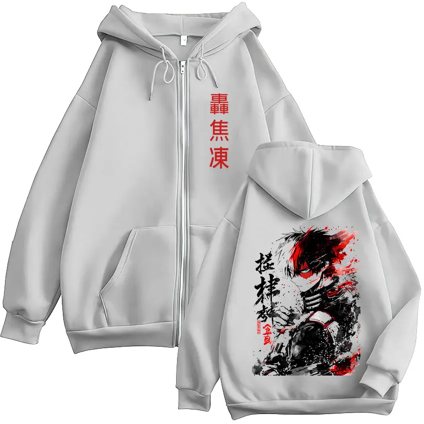 Anime My Hero Academia Shoto Todoroki Reißverschluss-Hoodies Herrenbekleidung Mode Langarm-Kapuzenpullover mit Reißverschluss Mäntel Jacken – Detail 7