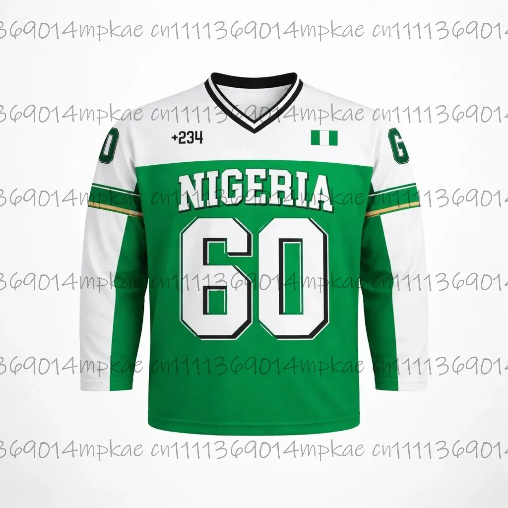 New Men's Fashion Hip Hop Street Style T-Shirt Niger Print V-Neck Long Sleeve T-Shirt Loose Fit Sweatshirt T-Shirt