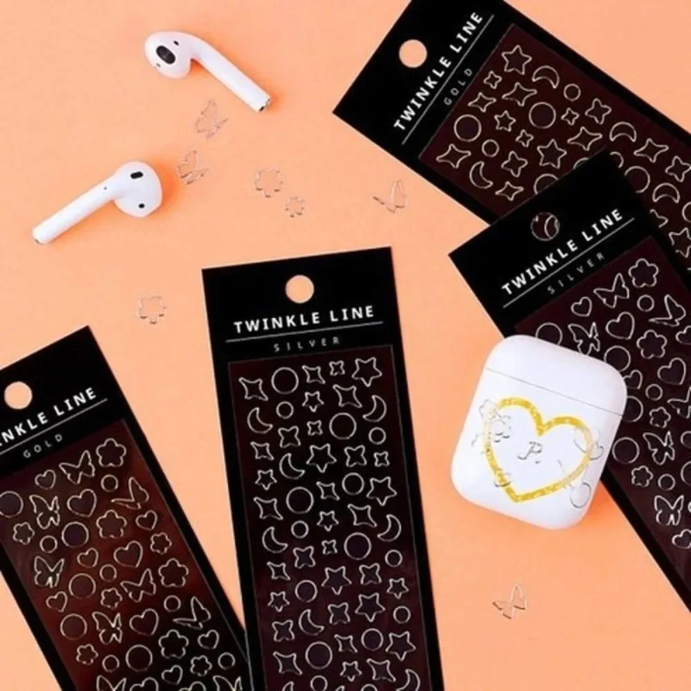 4 Pcs Butterfly Heart Gold Silver Stickers Stamping PVC Material Stickers Scrapbooking Creative DIY Deco Stationery