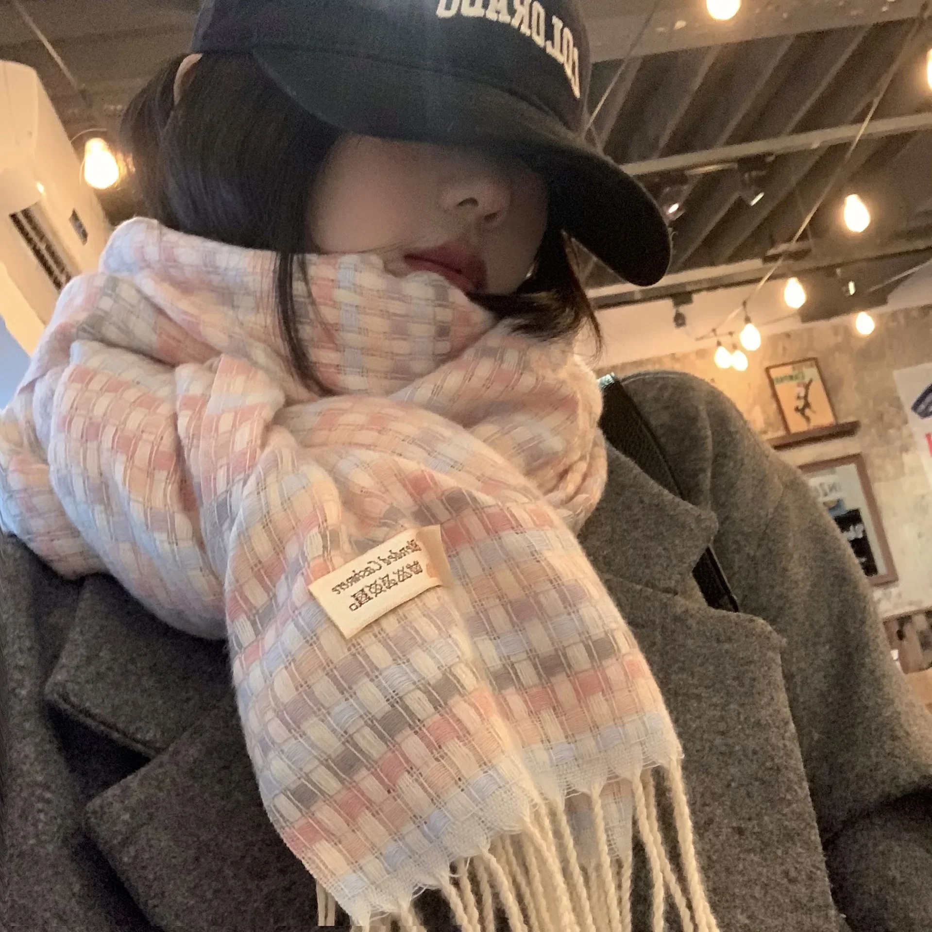 Winter Women\'s Thickened Tassel Shawl Scarf Plaid Keep Warm Cashmere Imitation Neck Cover Couple Scarf Wrap Christmas Gift