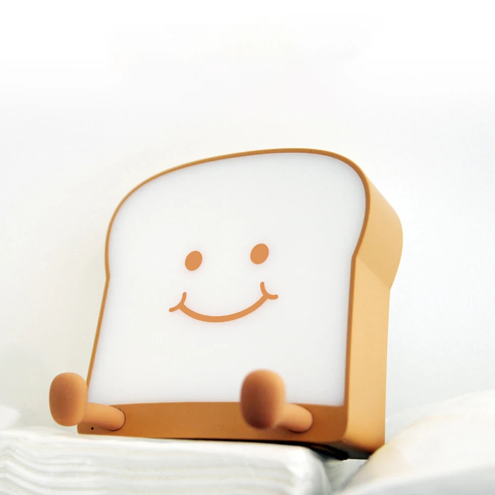 

Cartoon Night Light Rechargeable Silicone Lamp Toddler Baby Nursing Toast 50H Long Working Adjustable Brightness Portable