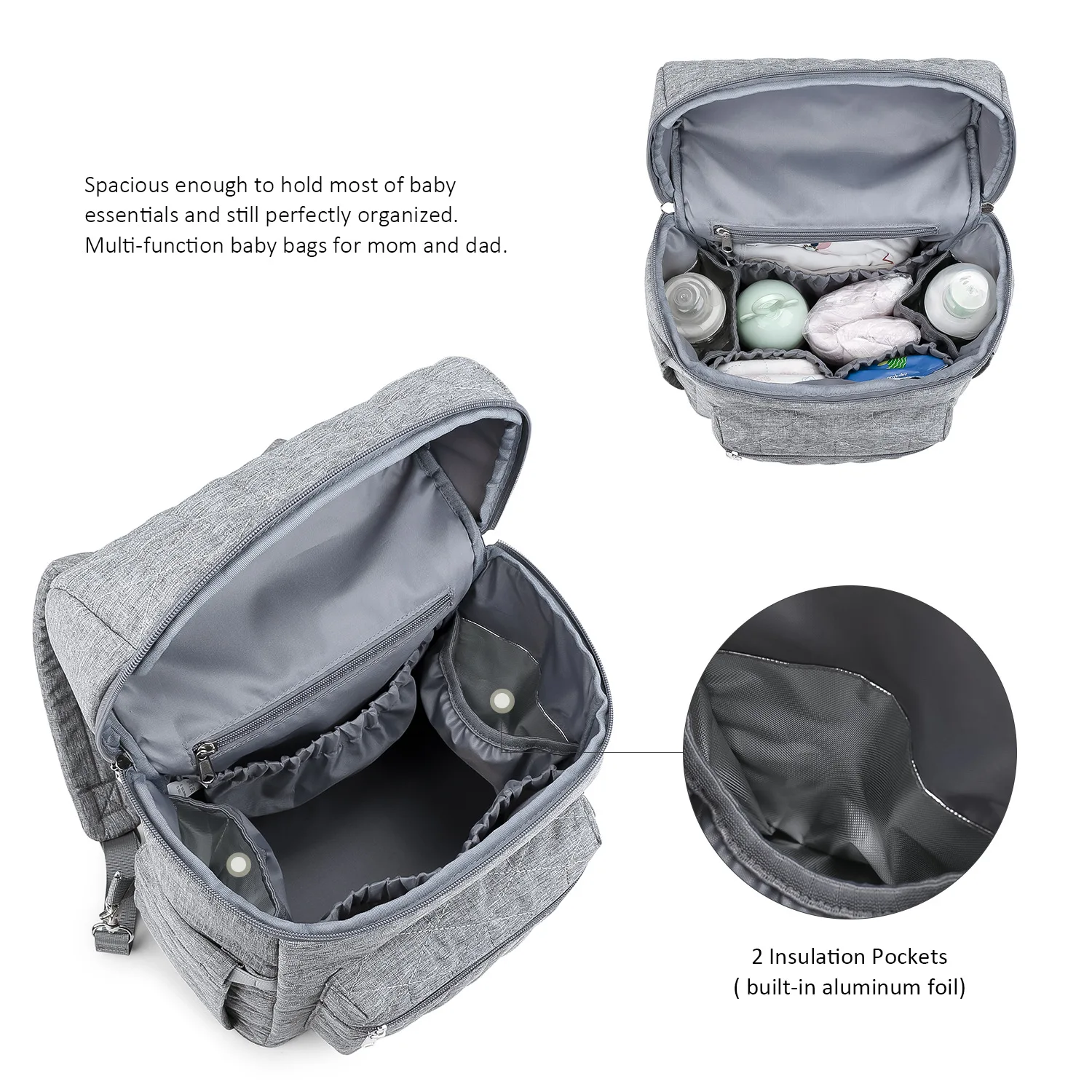 Large Capacity Multifunctional Changing Backpack,Stylish Waterproof Diaper Bag Backpack Mother Newborn Portable Travel Changing