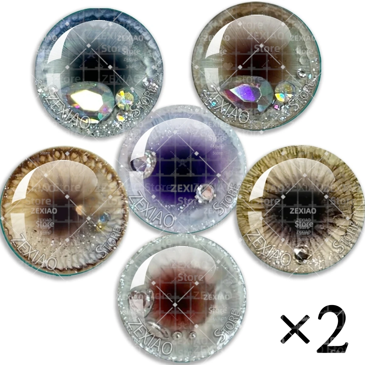 12Pcs Blythe Doll Eyes Classic Universal 14mm Thin Eyes Chips  Glass Dome Eyes Dragon Cat Eye Toys Jewelry MIX Pupil Eye MS008 ﻿