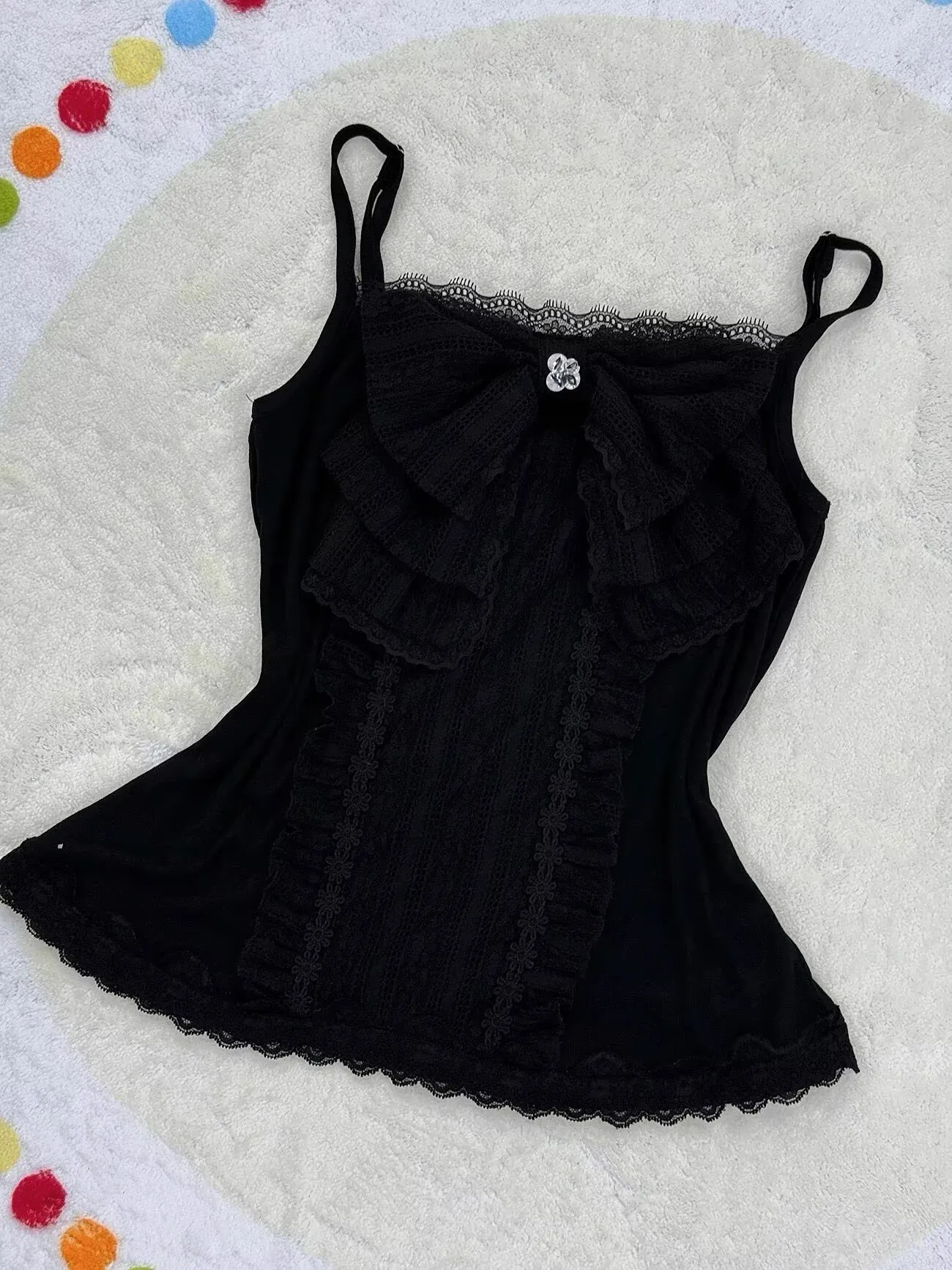 Aesthetic Gothic Lolita Black Lace 3 Piece Skirt Set Women Puff Sleeve Cardigan+Bow Cami Y2K Tops+Cake Mini Skirt Kawaii Outfit