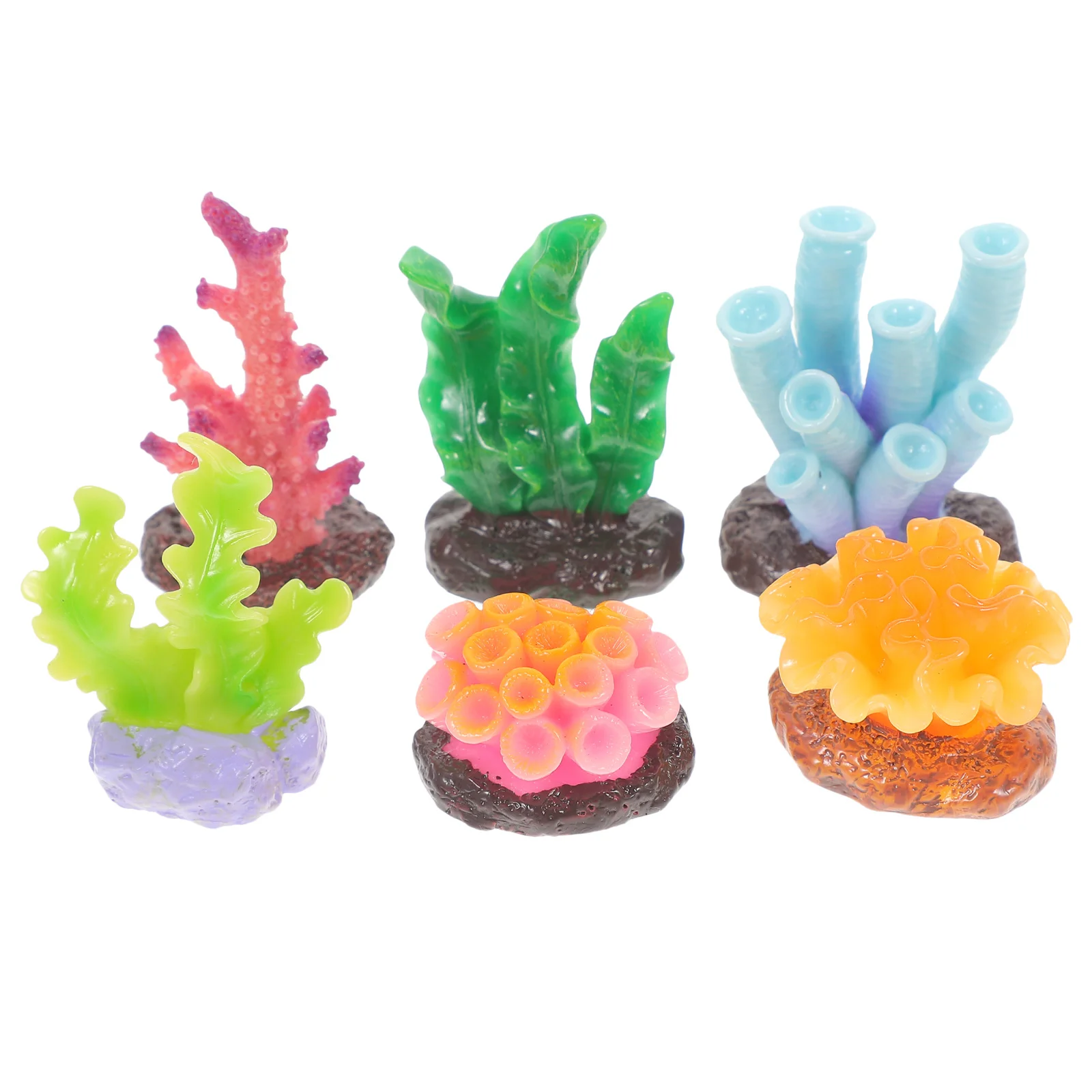 

6pcs Resin Coral Decoration For Aquarium Wear-Resistant Fake Coral Reef Ornament Fish Tank Decor Small Artificial Plants