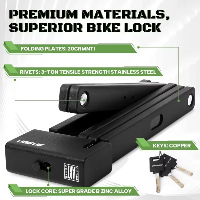 BUCKLOS Bike Key Lock ART2 Foldable Bicycle Safety Lock Anti-theft MTB Road Bicycle Folding Lock with Keys for Scooter E-Bike
