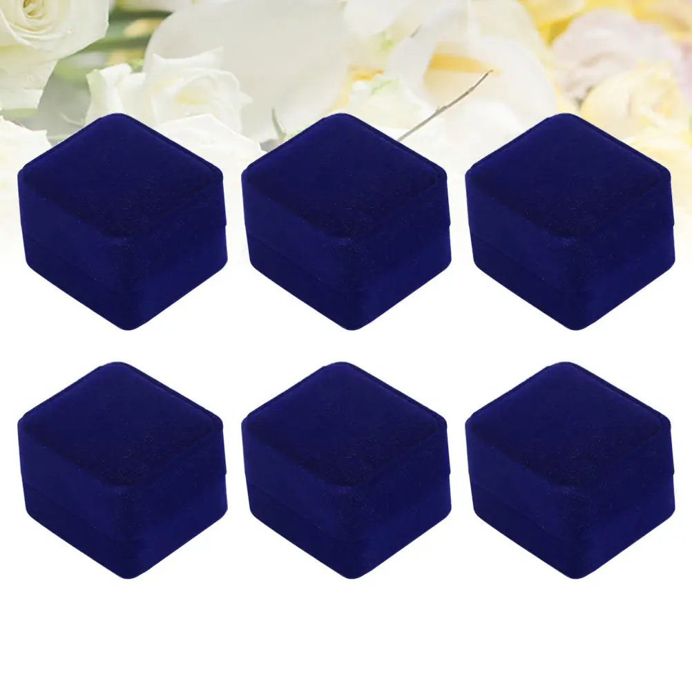 

6Pcs Flannel Ring Box Jewelry Organizer Elegant Storage Case for Rings Ear Studs Necklaces Gift Packaging Display Holder