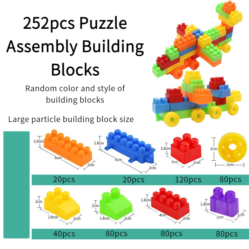 252pcs Building Blocks Set with Large Pieces for Creative Play and Learning for Kids and Toddlers' Development