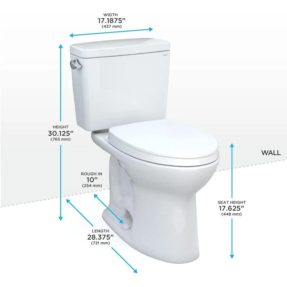 Imagem -03 - Drake-assento Alongado com Flush Único Ada Altura de Conforto Algodão Branco Assento Incluído 10in Rough-in 1.6 Gpf Pcs