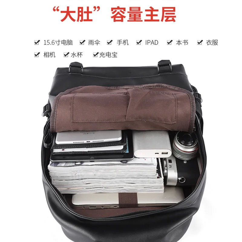 Men's Genuine Leather Travel Backpack Leisure College Teenager Backpacks School Backpack Man 15