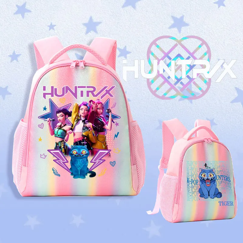 Schoolbag KPop Demon Hunters 어린이 배낭 레인보우 K-POP HUNTR/X 루미 미라 조이 배낭 선물 가방 어깨 가방