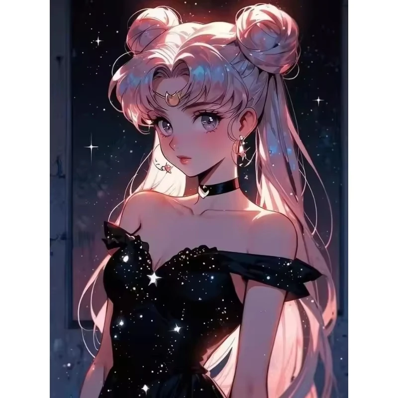 5D DIY Diamond Painting Kit Sailor Moon Magical Girl Anime Art Full Drill Rhinestone Mosaic Wall Decor Craft Kit Home Gift