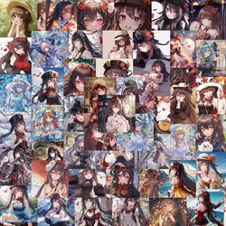 50pcs Anime Second Element Genshin Impact Hu Tao Series Stickers Suitable for Desktop Wall Room Decoration DIY Sticker Pack