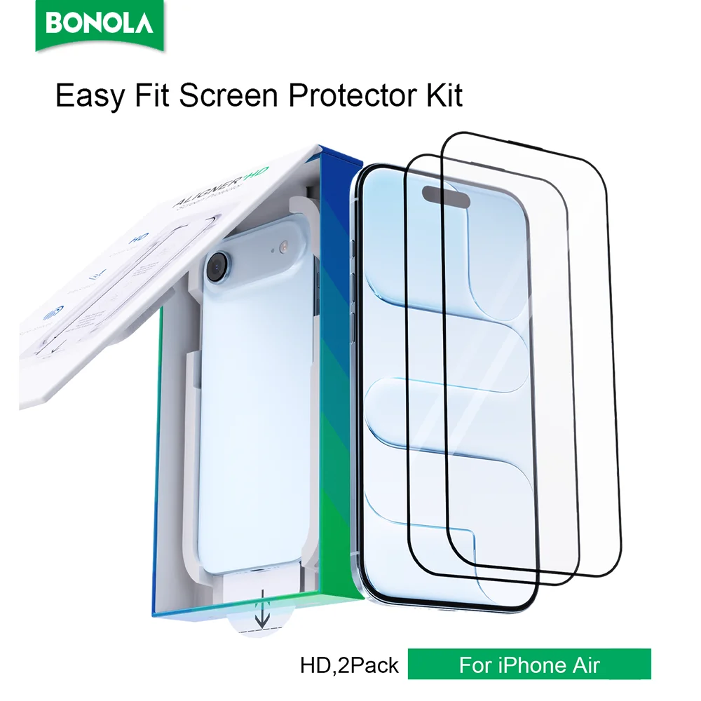 

Bonola Oleophobic Coating Dust Free Screen Protector For iPhone 17 Pro Max 9H HD Easy Installation Glass 2Pack for iPhone Air