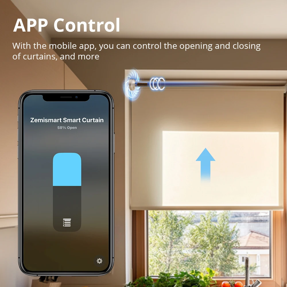 Zemismart Matter over Wifi Plug-In Roller Blind Motor متوافق مع أنابيب 17 مم/25 مم/28 مم HomeKit Google Home App Siri Control