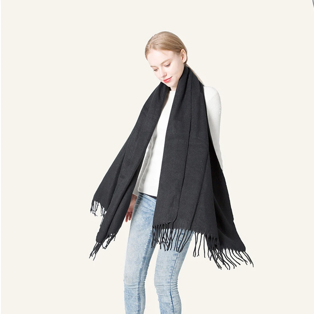

Large Scarf Winter Thicken Winter Thicken Scarves Solid Color Fringe Oversized Unisex Scarves Autumn Blanket Unisex Scarf Wrap