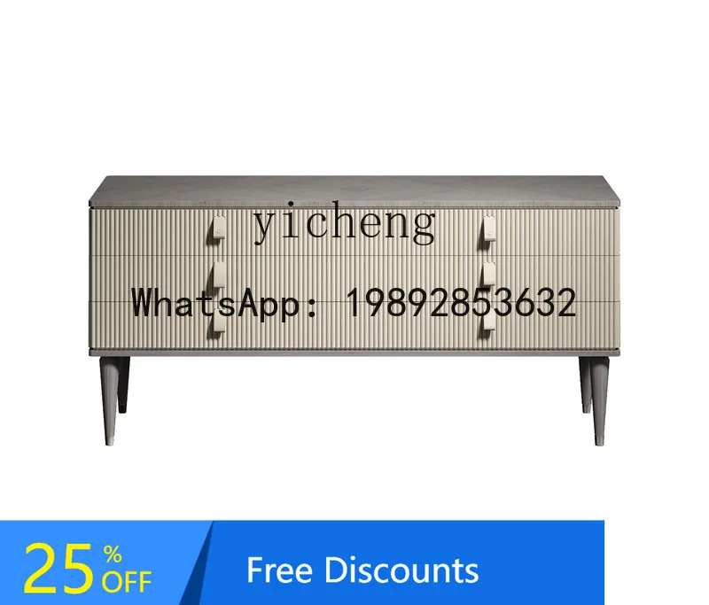 

light luxury chest cabinet solid wood storage living room storage cabinet bedroom stainless steel drawer bedside cabinet