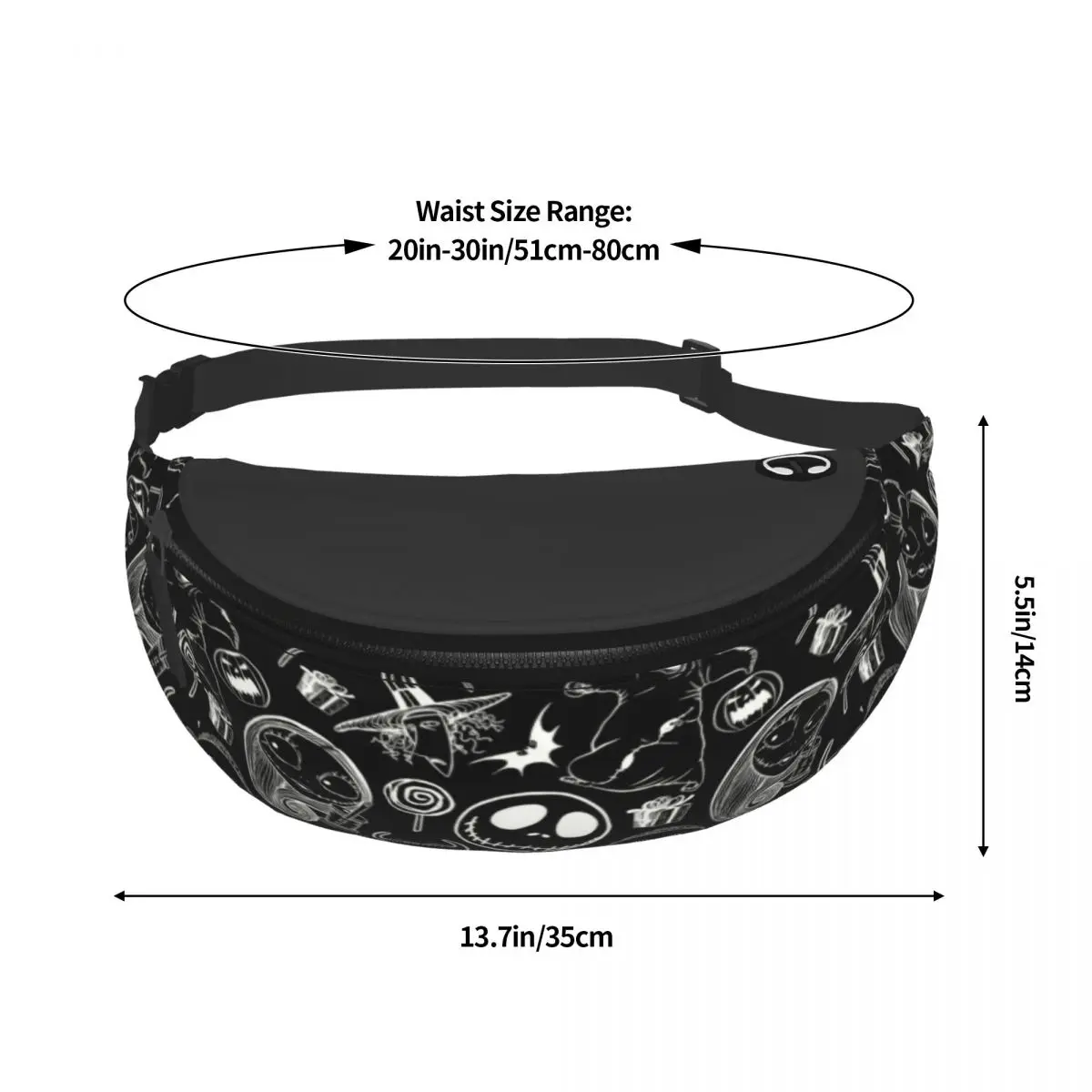 Custom Nightmare Before Christmas Fanny Pack for Women Men Fashion Crossbody Waist Bag Traveling Phone Money Pouch