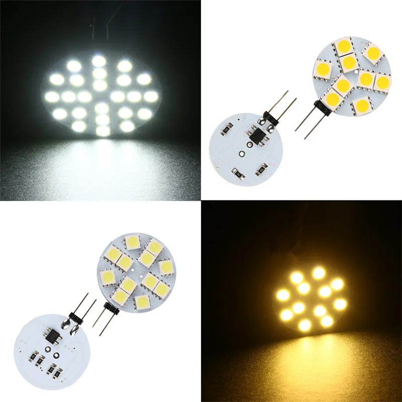 Bombilla de lámpara G4 DC 12V, 4,8 W, 2,4 W, 1,8 W, 1,2 W, SMD, luces de iluminación blanca fría y cálida, reemplazo de foco halógeno