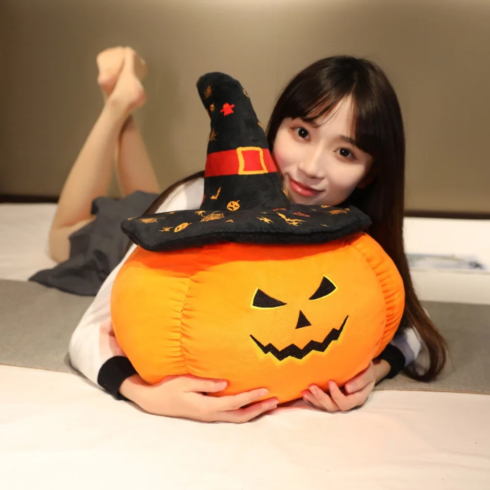 Muñeco de demonio de calabaza con sombrero, juguete de felpa suave de algodón PP, divertido relleno de Halloween, almohada temática de Festival