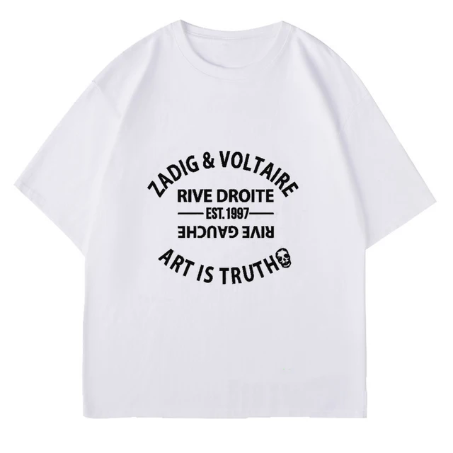 Z-voltaire Zadig Printed Women T-shirt Plus Size Casual Short Sleeve Y2k Fashion Brand Harajuku Kid Top Tees Men Tshirt