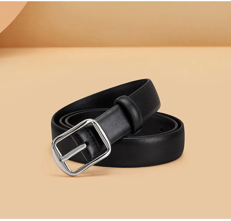 新しいスタイルの女性用レザーベルト、ビジネスカジュアル多用途牛革ピンバックルベルト