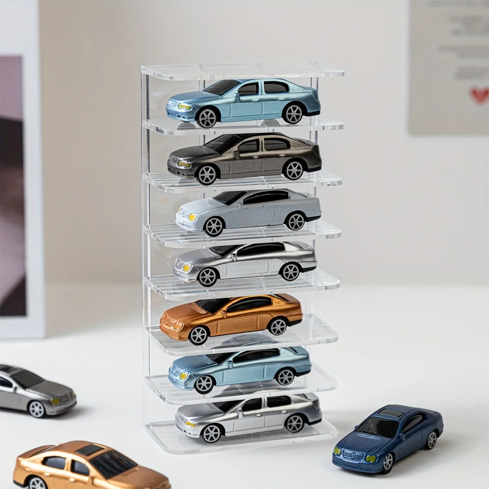 7-Schichtiger Mini-Automodell-Aufbewahrungsständer Acryl Mehrstöckiger Ausstellungsständer Kinderspielzeugauto Desktop-Organizer Vertikal Aufbewahrt – Detail 5