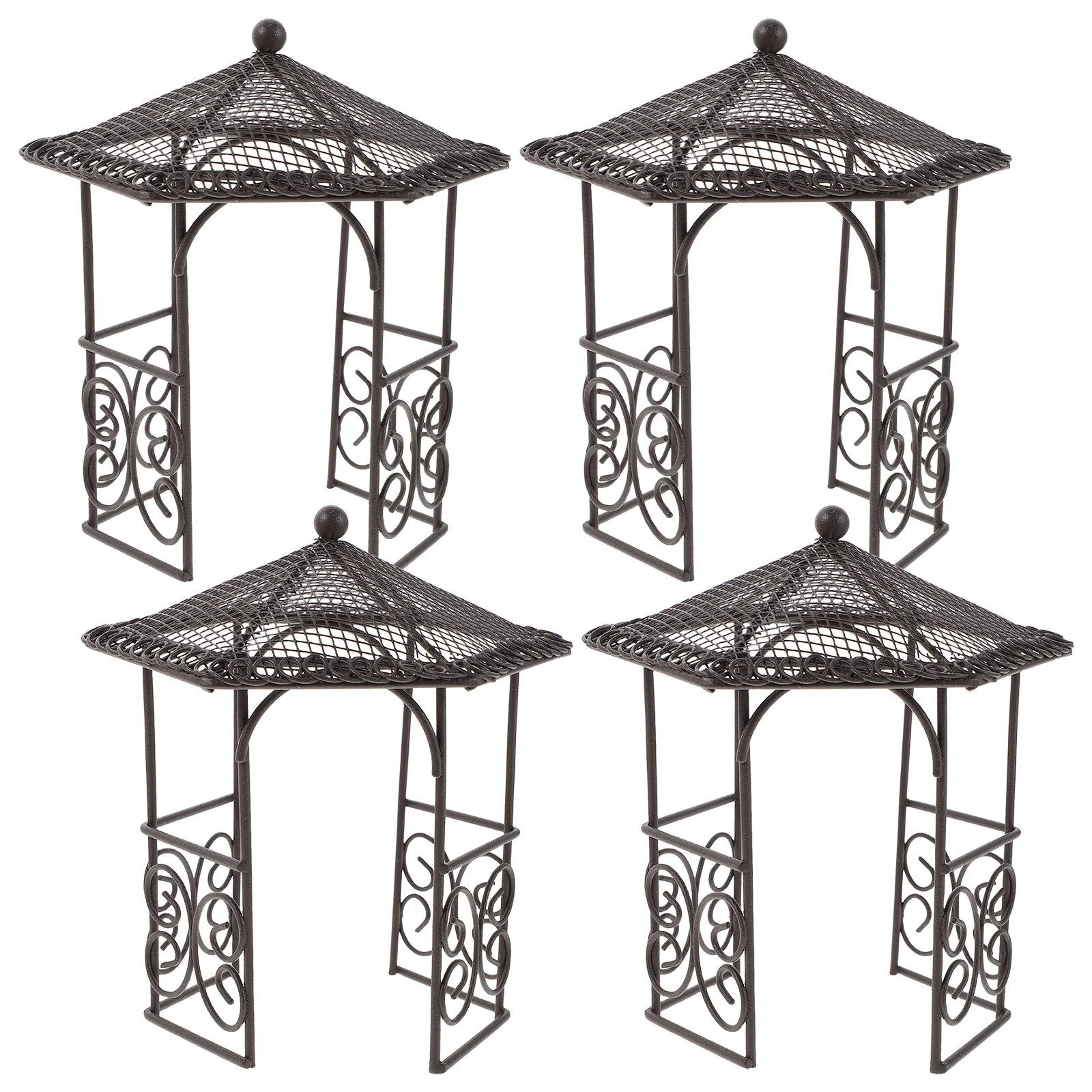 

4Pcs Miniature Iron Pavilion for Dollhouse Gardens Versatile Small Size Timeless Addition Inspires Creativity Children