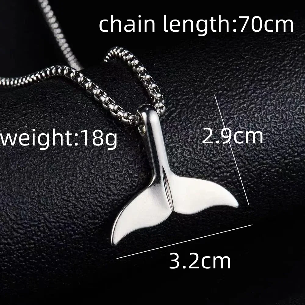 New Trend Whale Tail Pendant Boho Sweater Necklace for Women Dolphin Fishtail Mermaid Silver Plated Collar Jewelry Accessories