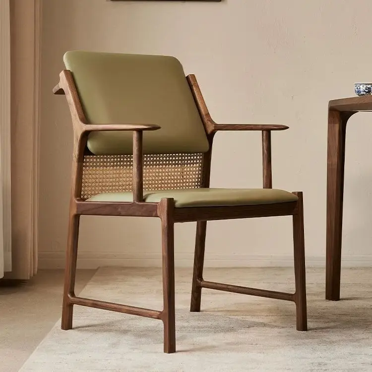 Solid wood simple computer table and ch air home learning sedentary back c hair mahjong stool cha ir Feiyan dining