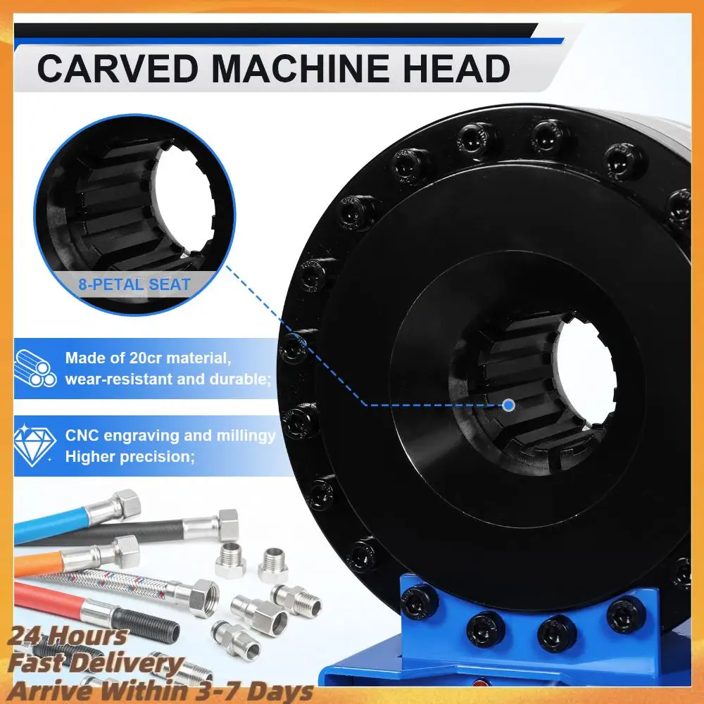 

Пресс для обжима шлангов с 8 наборами матриц, диапазон обжима 0,24-1,1 дюйма, высокое давление 2000 кН, для автомобильной и промышленной отраслей