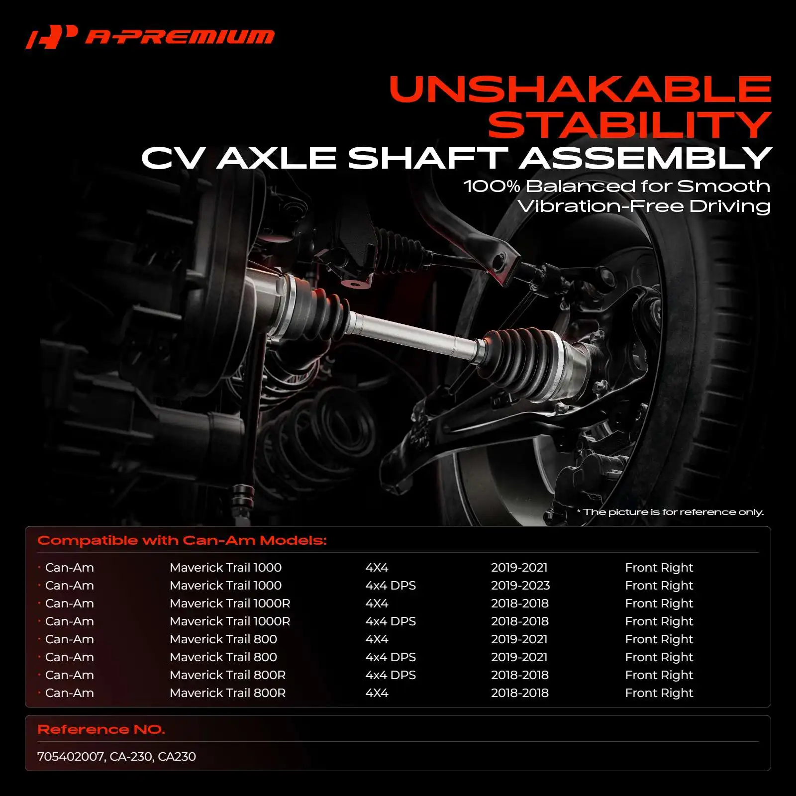 A-Premium Front Passenger Side CV Axle Assembly for Can-Am Maverick Trail 800 2019-2021 Maverick Trail 1000 2019-2023