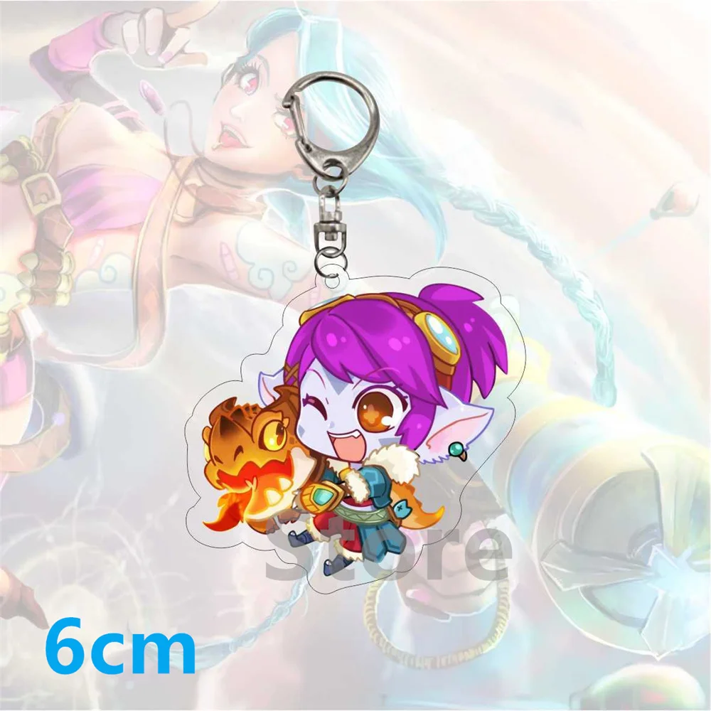 Anime Game League of New Legends Keychains LOL Key Chains Acrylic Figures Decoration Bag Pendant  Gifts 6cm