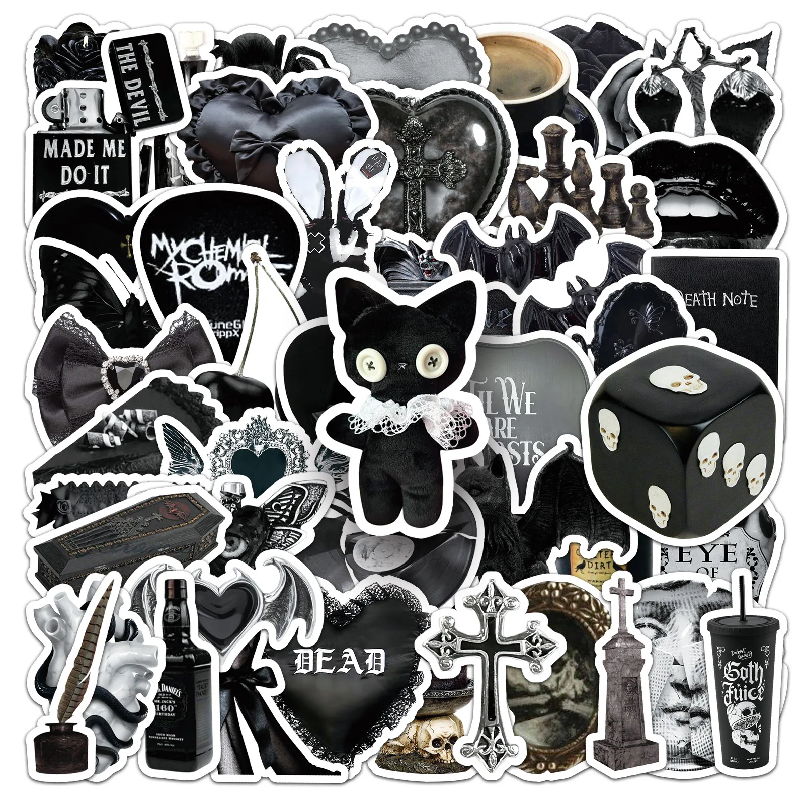 50PCS Dark Gothic Art Stickers Pack Handmade For Wall Journal Phone Case Tablet DIY Decor