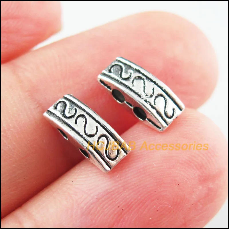 60Pcs Tibetan Silver Plated.  Antiqued Gold Plated, Bronze Plated Flower 2-Holes Spacer Beads 4x10mm