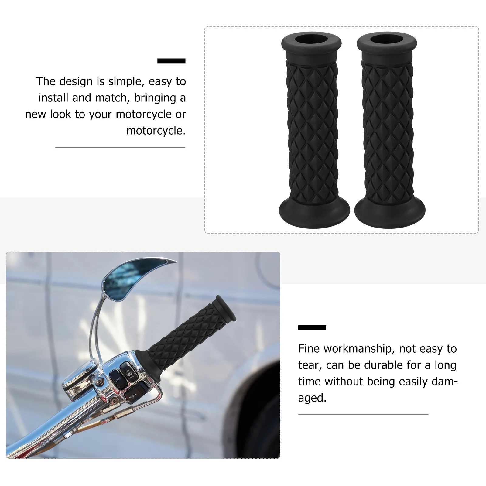 

1 Pair Retro Motorcycle Handle Grip Soft Rubber Anti-Slip Durable Replacement For Motorbike Handlebar Accessories Motorcycle